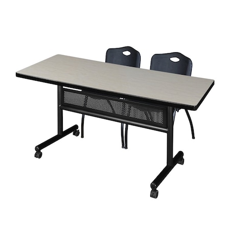 Kobe Rectangle FlipTop Table, 60" W, 29" H, Laminate Top, Maple MKFTM6030PL47BK